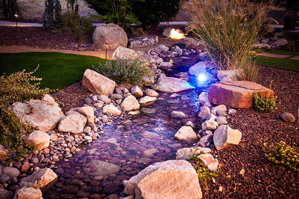 Water feature with lights picture