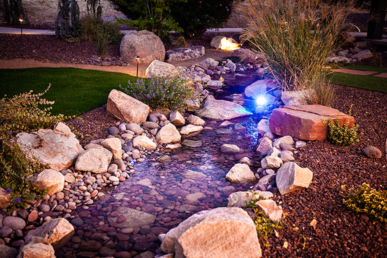 Water feature with lights picture
