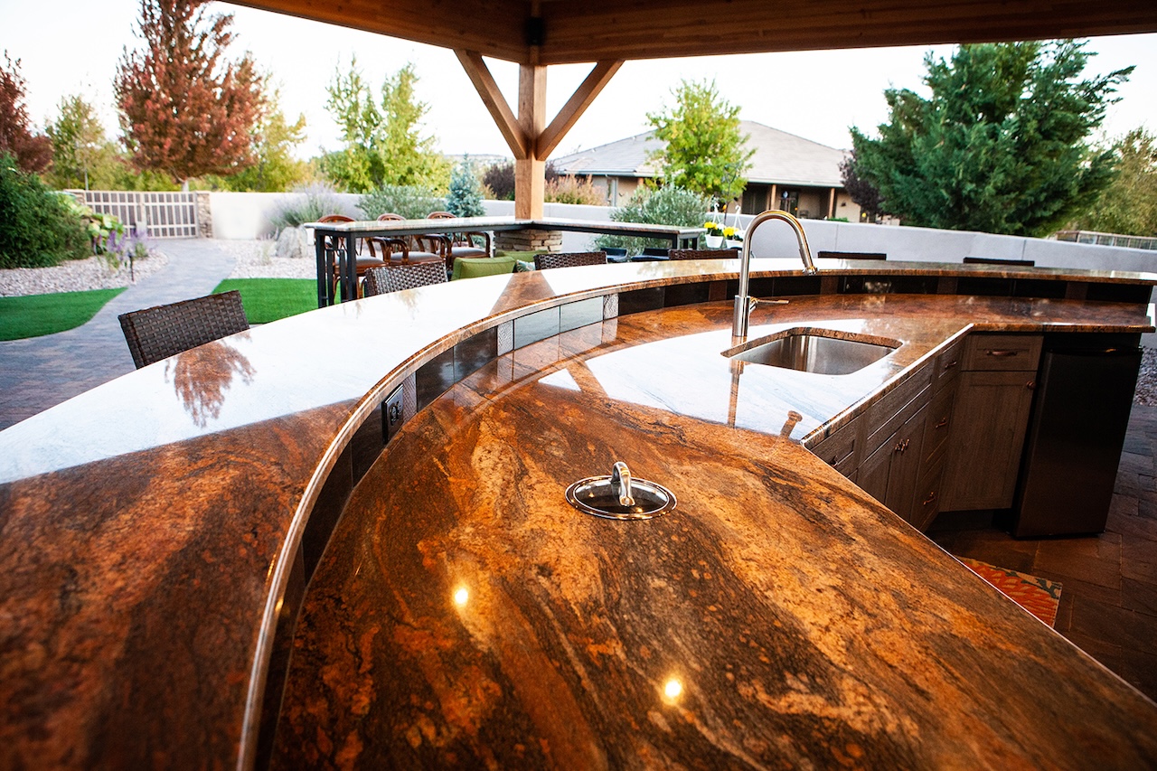 Outdoor Kitchen with Seating Areas picture. Outdoor living spaces photo