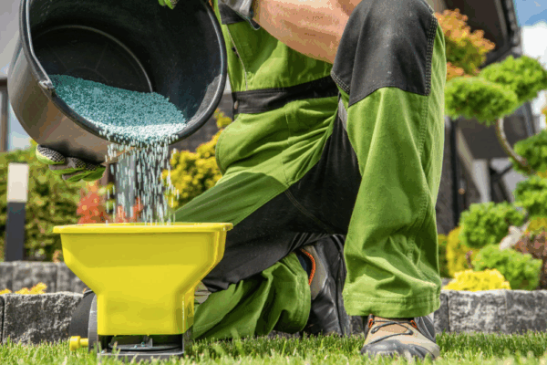 a close up of fertilizer being applied