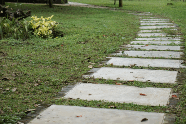 hardscape path across a lawn